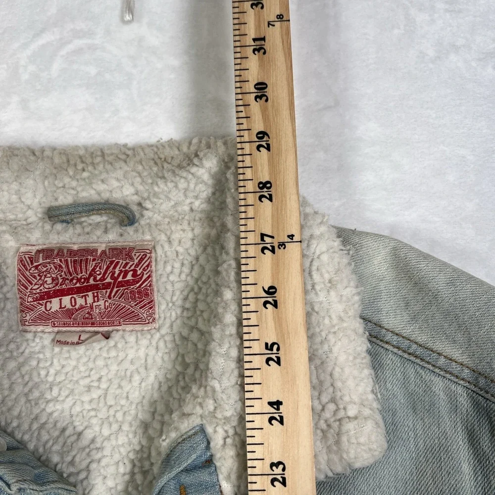 Brooklyn Cloth Light Blue Sherpa Lined Denim Button Up Jean Jacket Men's‎ Size L